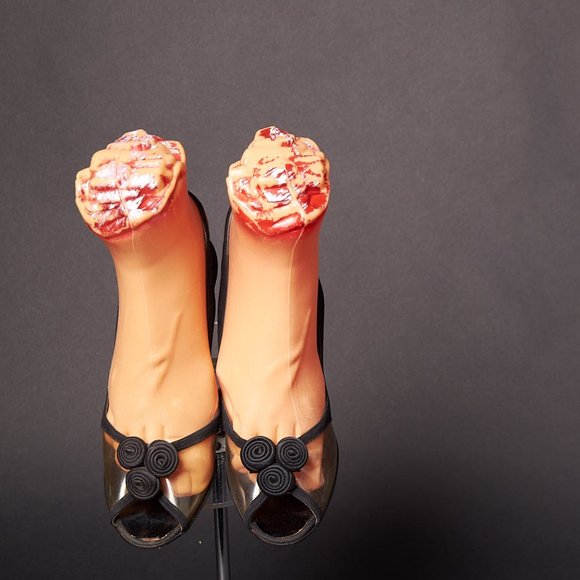 1950s Peep Toe Clear Slingback Heels Shoes - Picture 7 of 7